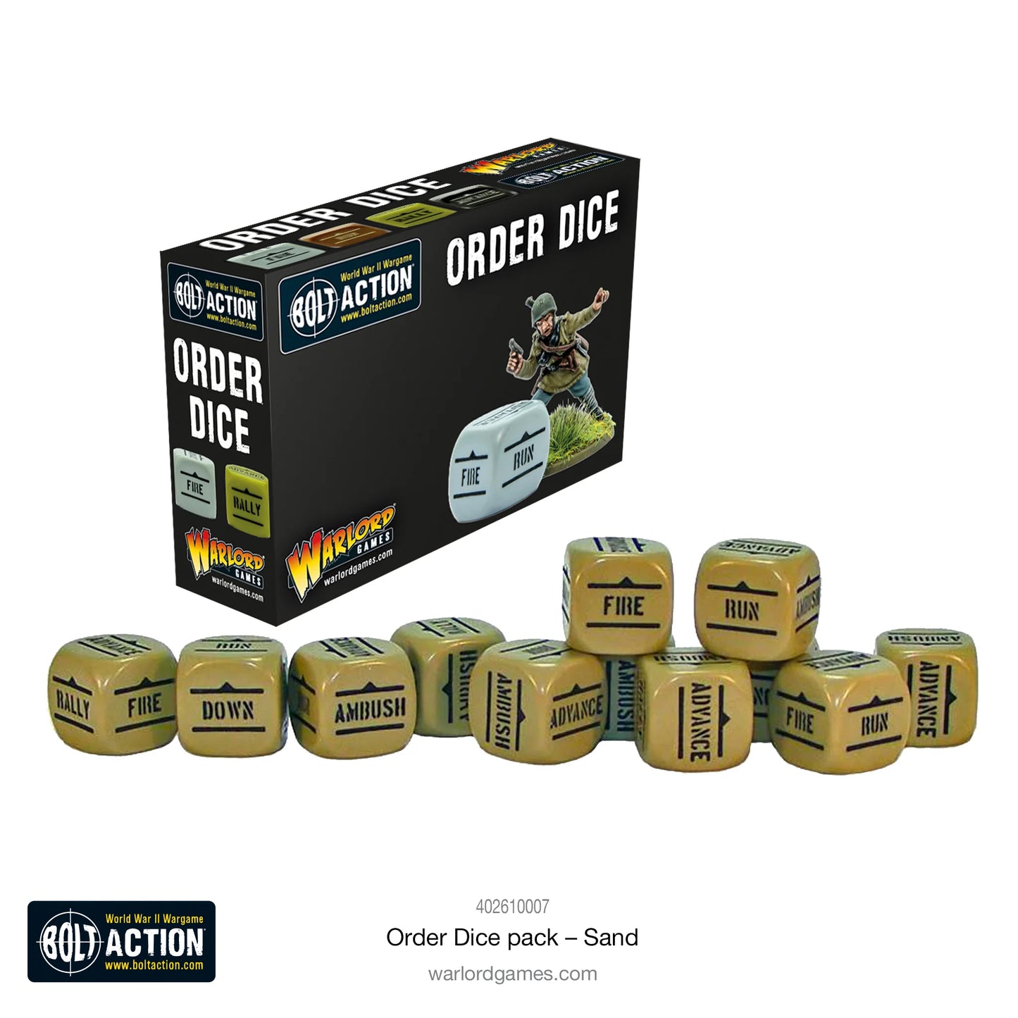 Bolt Action Order Dice - Sand
