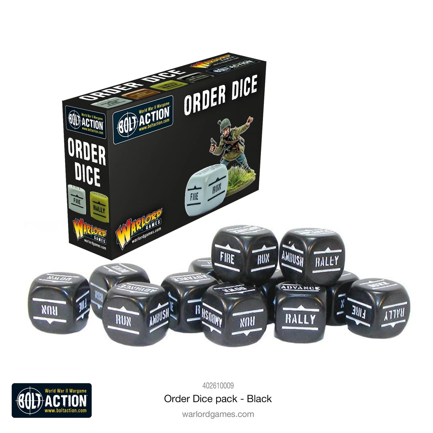 Bolt Action Order Dice - Black Warlord Games