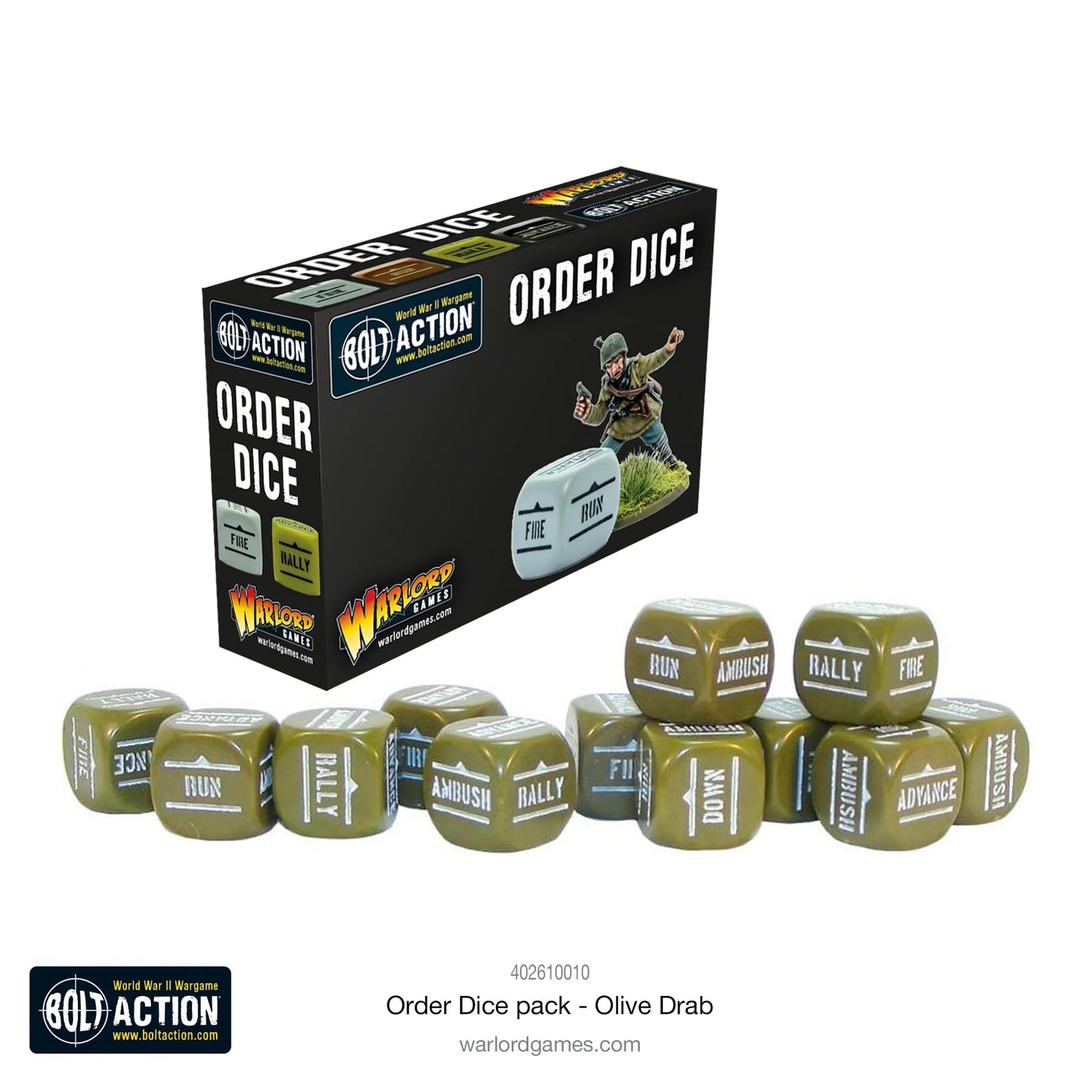 Bolt Action Order Dice - Olive Drab Warlord Games