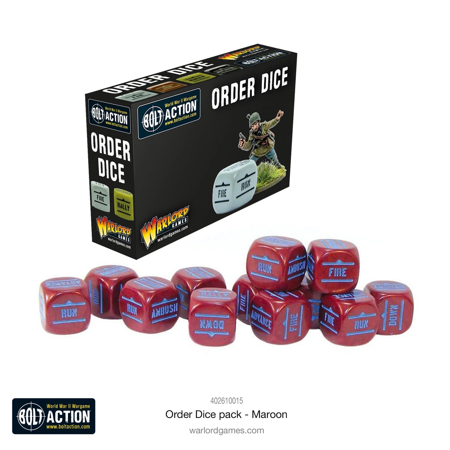 Bolt Action Order Dice - Maroon Warlord Games