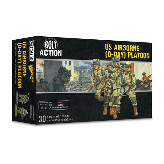 Bolt Action US Airborne (D-Day) Platoon box packaging on a white background