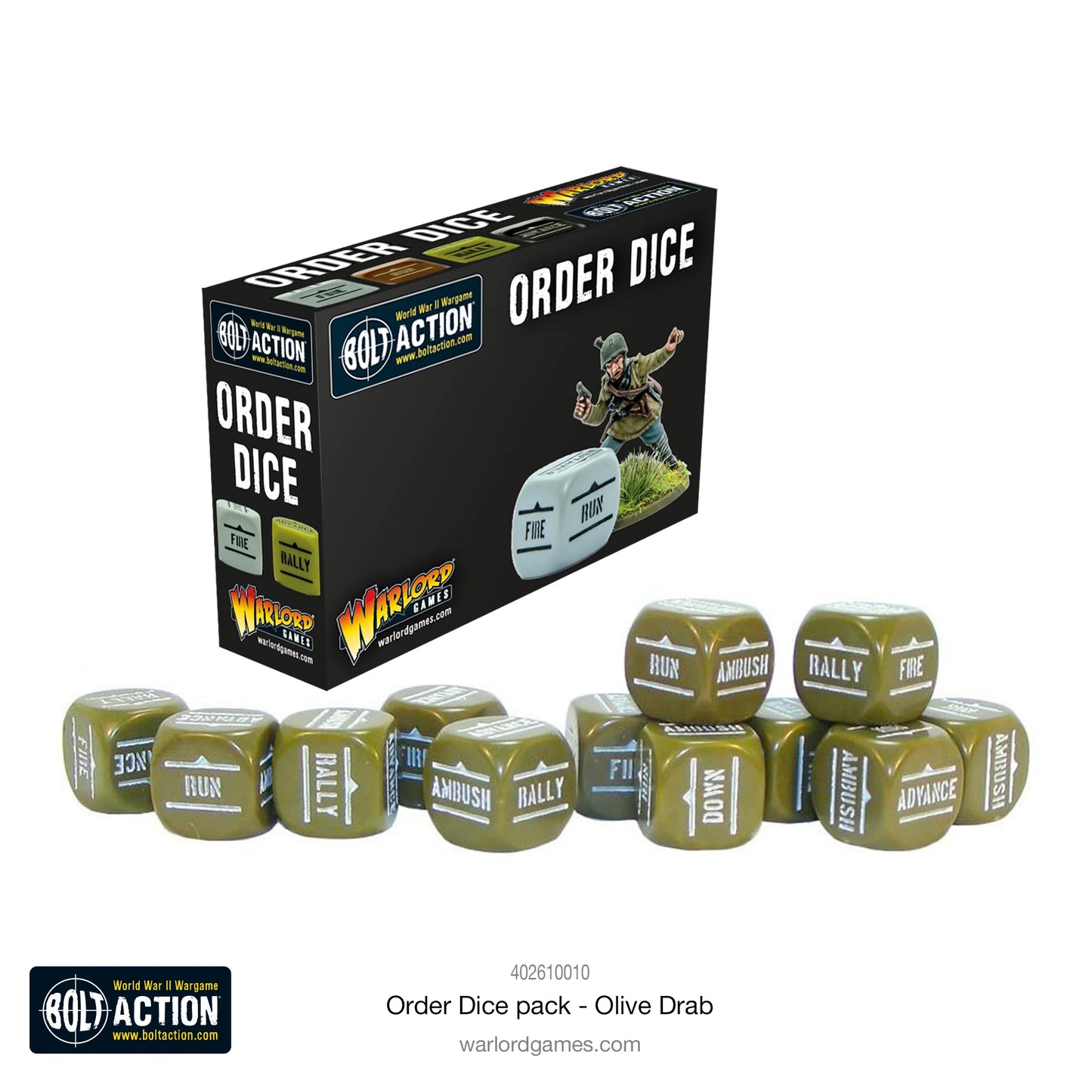 Bolt Action Order Dice - Olive Drab