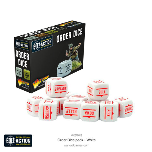 Bolt Action Order Dice - White