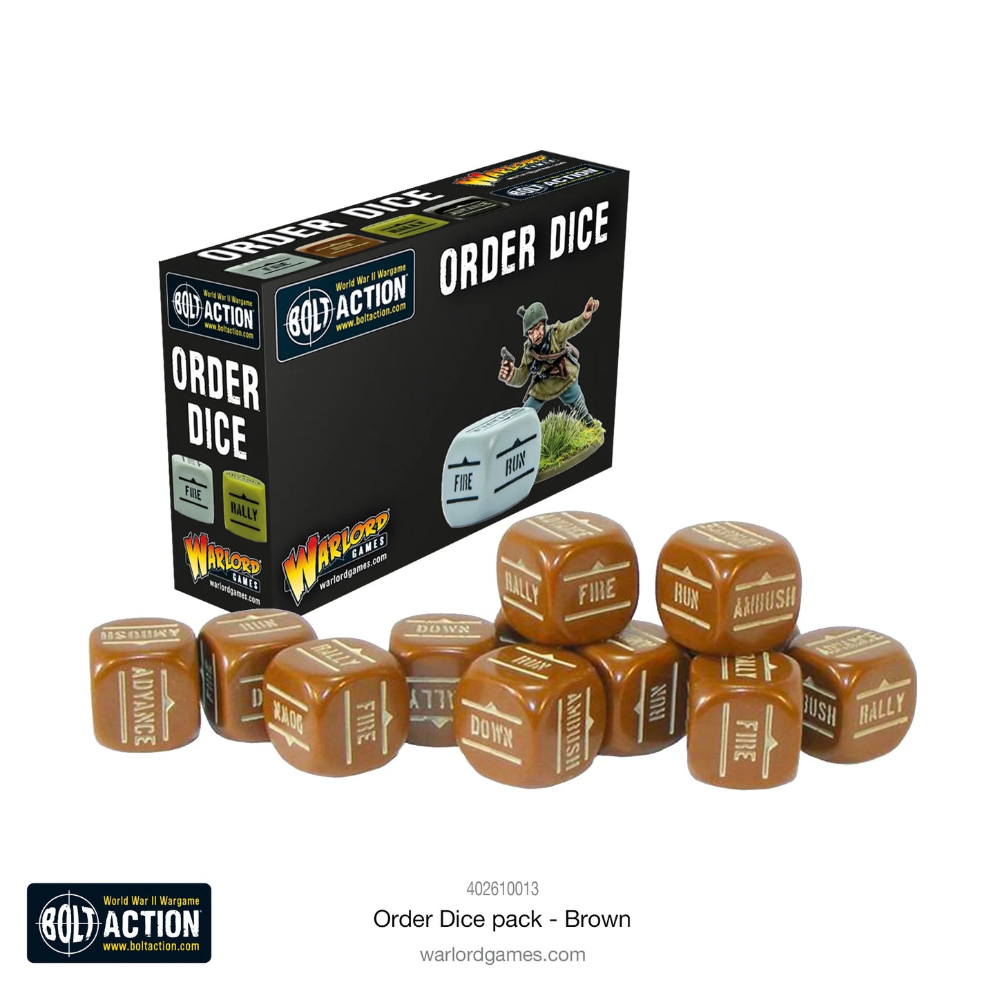 Bolt Action Order Dice - Brown