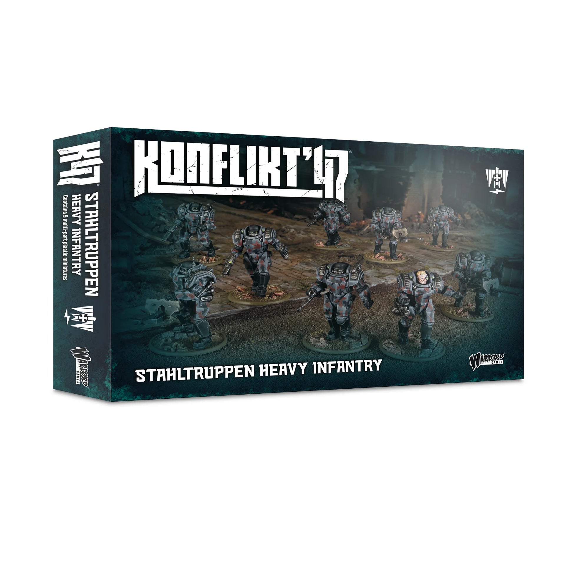 Konflikt'47 Stahltruppen Heavy Infantry game box on a white background