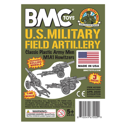 BMC Classic Marx Military Howitzers - 3pc Olive Drab Plastic Army Men Artillery