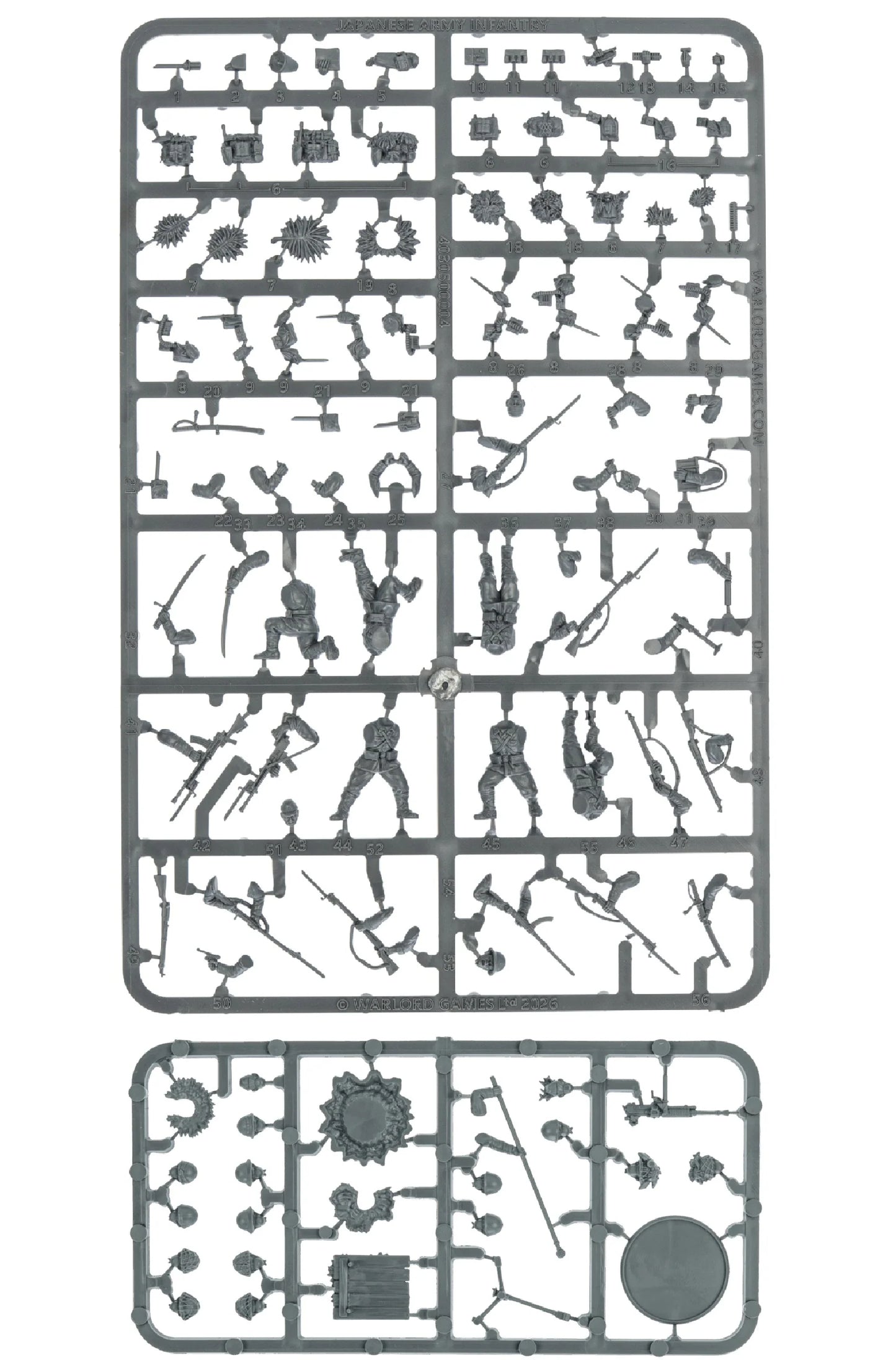 Set of toy figure parts on a gray background