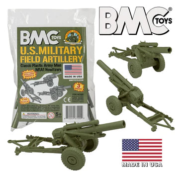 BMC Classic Marx Military Howitzers - 3pc Olive Drab Plastic Army Men Artillery