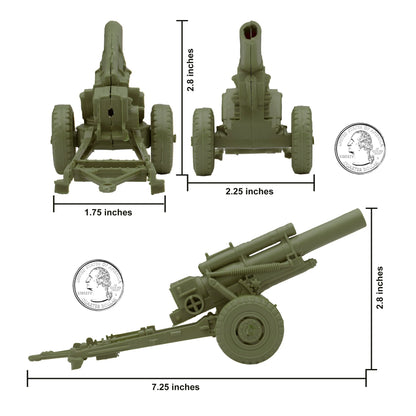 BMC Classic Marx Military Howitzers - 3pc Olive Drab Plastic Army Men Artillery