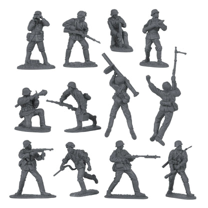Set of toy soldiers in various poses on a white background