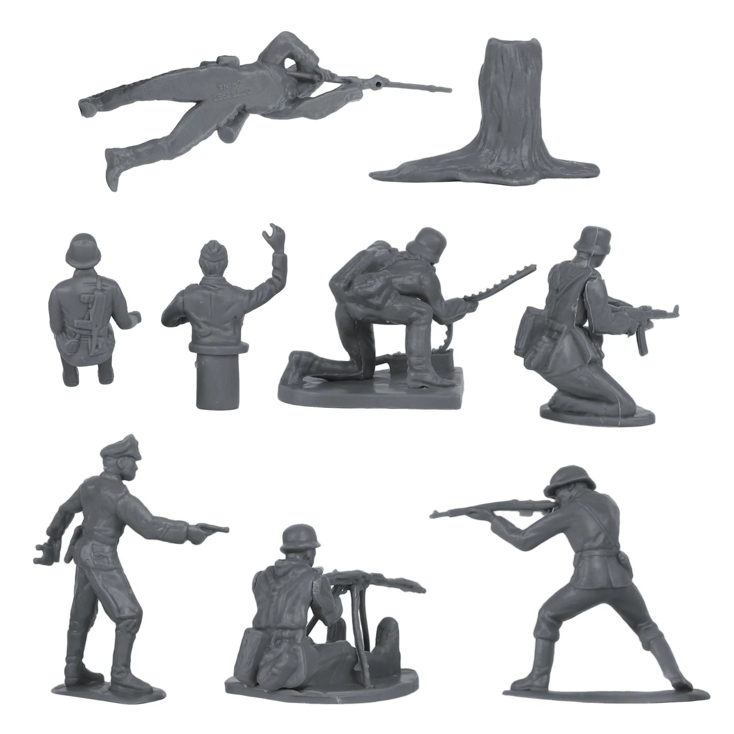 BMC CTS WW2 German Infantry Plastic Army Men - 32pc Gray Soldier Figures - Cipolla Hobbies