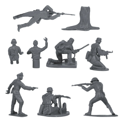 BMC CTS WW2 German Infantry Plastic Army Men - 32pc Gray Soldier Figures - Cipolla Hobbies