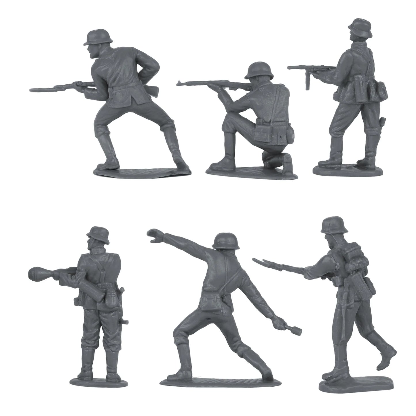 BMC CTS WW2 German Infantry Plastic Army Men - 32pc Gray Soldier Figures - Cipolla Hobbies