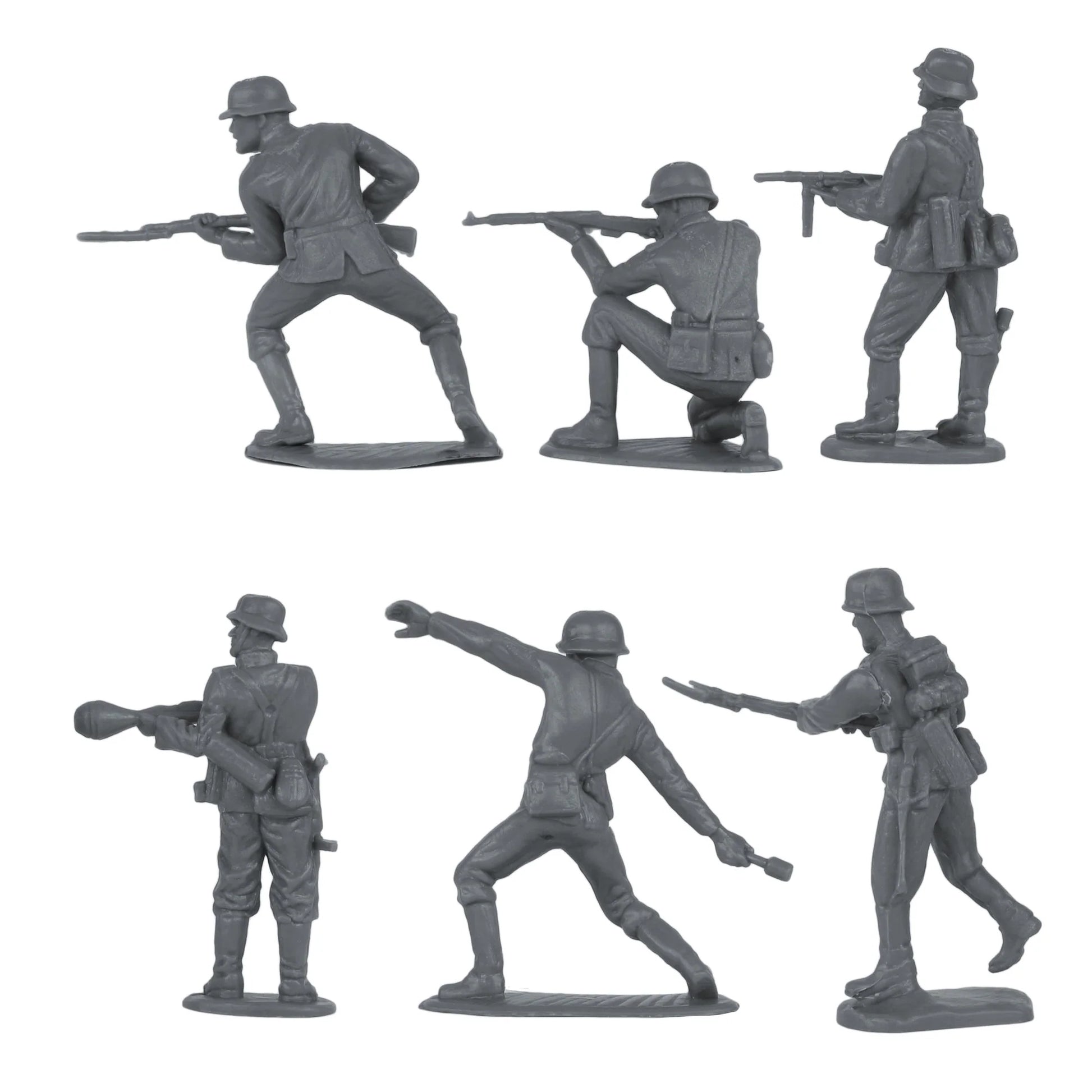 BMC CTS WW2 German Infantry Plastic Army Men - 32pc Gray Soldier Figures - Cipolla Hobbies