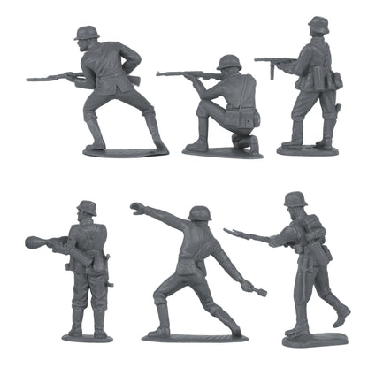 BMC CTS WW2 German Infantry Plastic Army Men - 32pc Gray Soldier Figures - Cipolla Hobbies