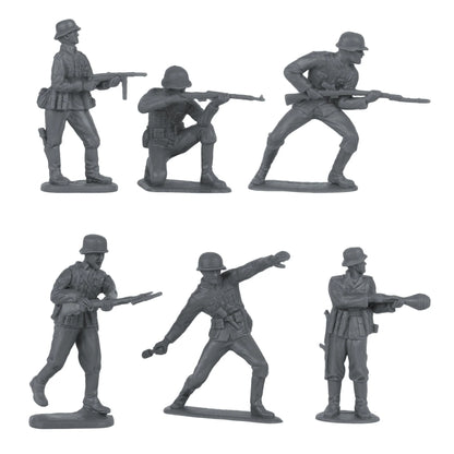 BMC CTS WW2 German Infantry Plastic Army Men - 32pc Gray Soldier Figures - Cipolla Hobbies