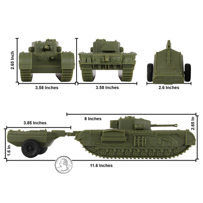 BMC CTS WW2 British Churchill Crocodile Tank - Olive Drab Plastic Army Tank