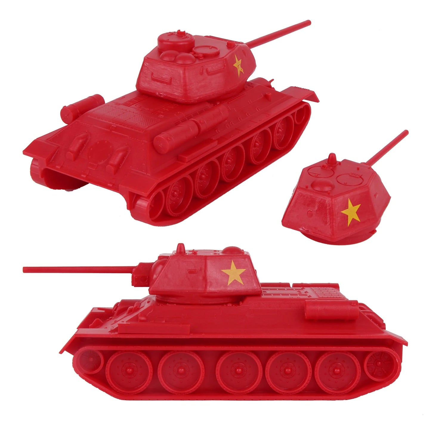 BMC CTS WW2 Soviet T-34 Tank - Red Plastic Army Tank